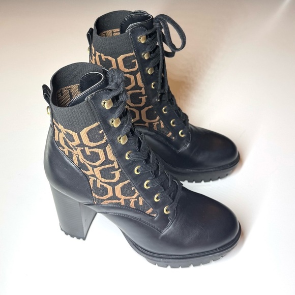 GUESS Women’s Grows-R Platform Chunky Black Ankle Boots Size- 8M - Picture 3 of 9
